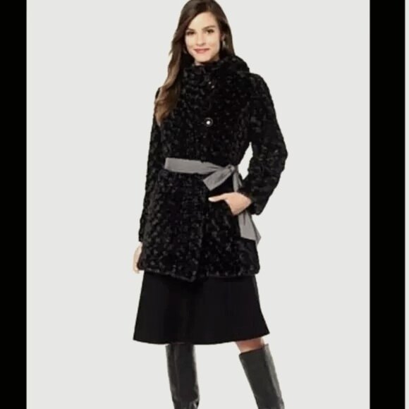 Hal Rubenstein "The Lara" Grey/Black Reversible Coat Two Coats in One! (XL) NWT - Picture 2 of 6